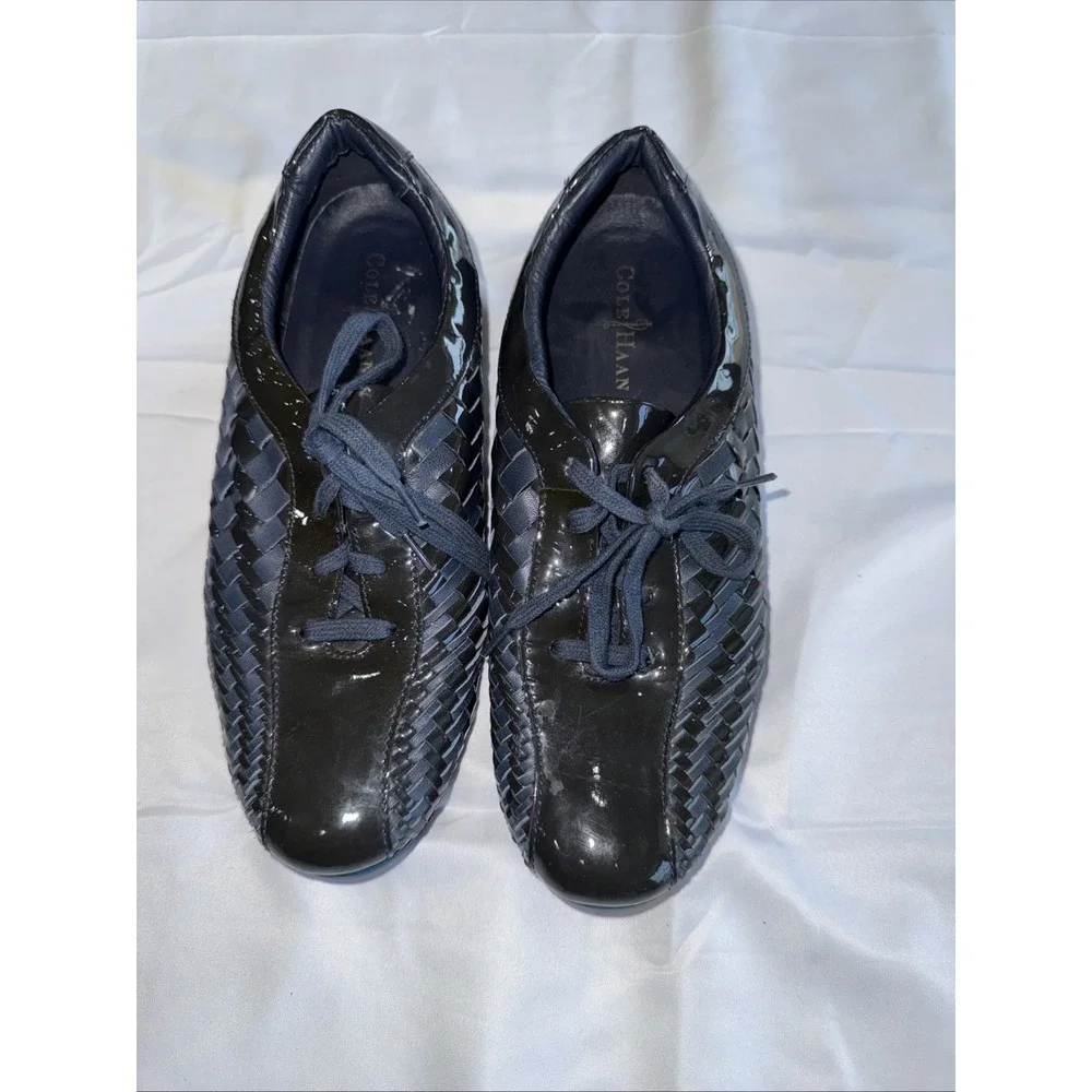 Cole Haan NikeAir Bria Women's 9.5 B Patent Leather Woven Oxford Lace Sneakers